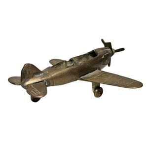 Brass Fighter Plane Tape Dispenser Vintage Paperweight Decor MSR Imports Patina